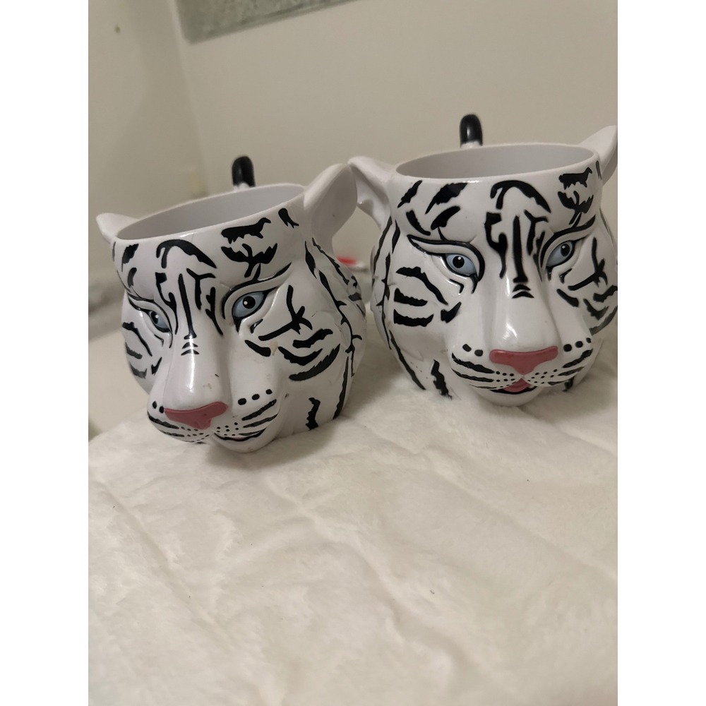 Ringling Bros Circus White Tiger Head Souvenir Mugs Greatest Show On Earth Set 2